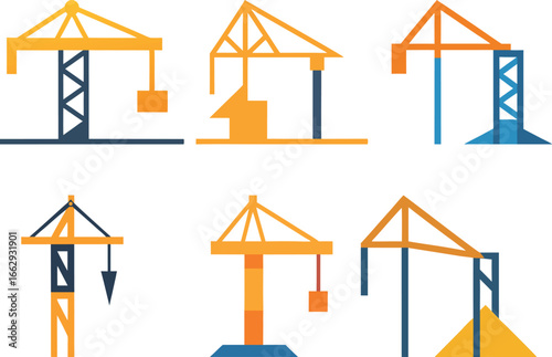 Construction Crane Vector Logo Set