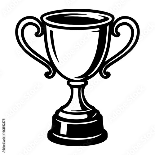 Shiny Trophy Cup Vector Graphic - Hand-Drawn Symbol for Victory, Achievement, and Sports