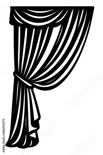 Elegant Curtain Drapes Vector Graphic - Simple Drawing for Theater, Home Decor, and Interior Design