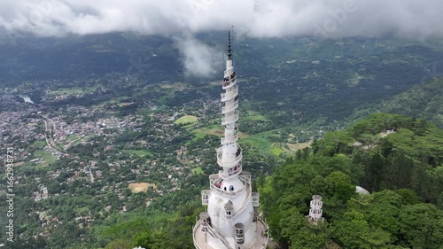 Aerial view of Ambuluwawa Tower in Sri Lanka
