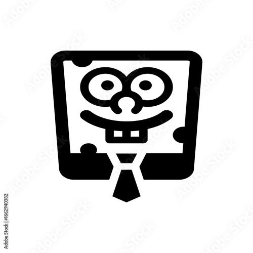 Illustration of a black spoon with an oval head and a straight handle on a white background design element