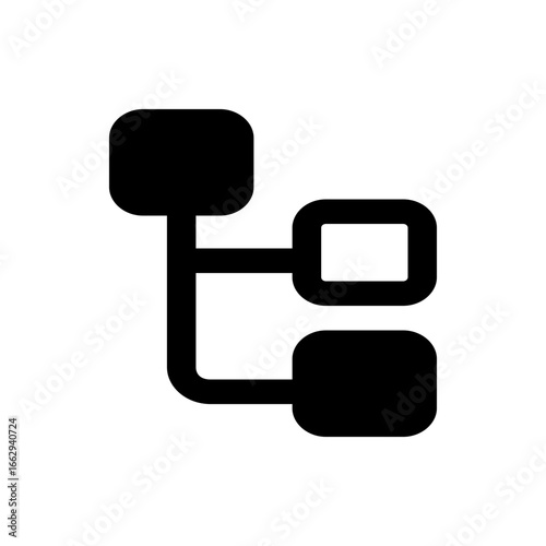 Black and white diagram featuring connected rounded rectangles in a hierarchical arrangement design style