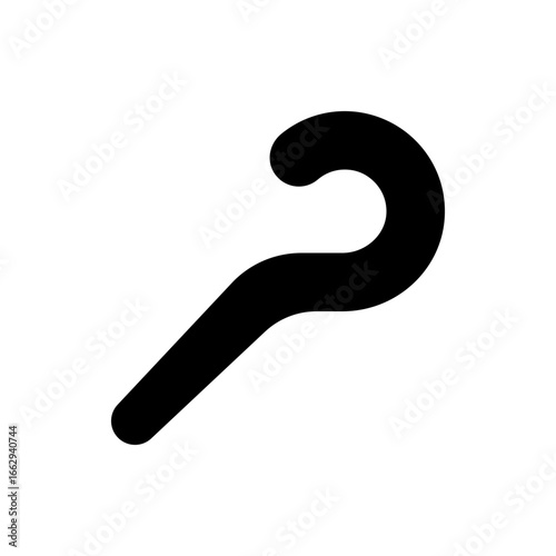 Illustration of a black shepherd's crook with a curved handle and elongated shaft on a white background