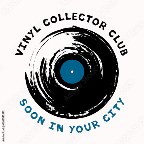 Vinyl record with a glossy black surface displayed on a dark background