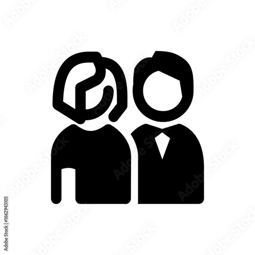 Illustration of a couple standing side by side with the woman on the left and the man on the right side