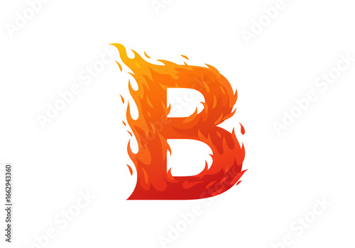 Fiery Letter B Graphic Design Element isolated on transparent background
