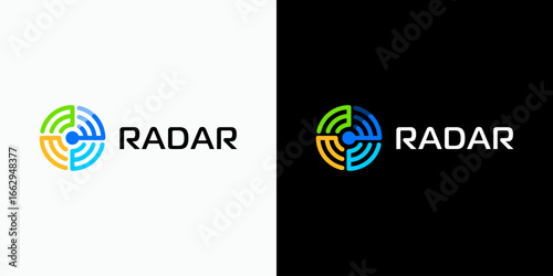 Abstract radar detector wave vector logo design. Icon for business, fishing, military and personal branding.