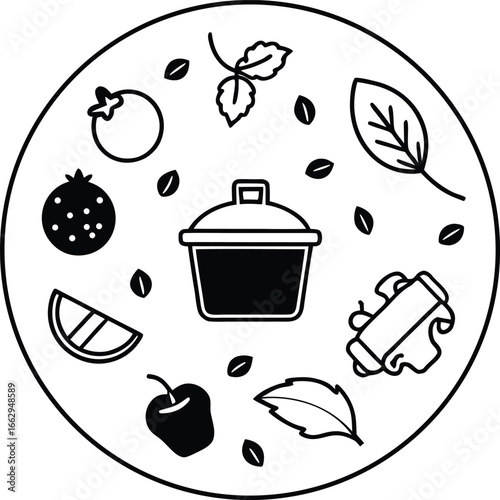 A flat lay of composting ingredients coffee ground.
