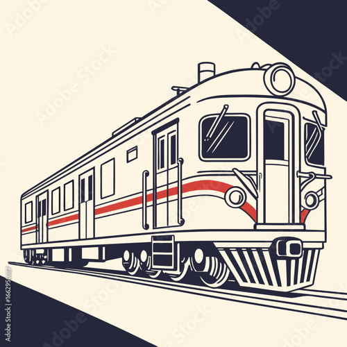 Vector Illustration of Vintage Tramp Train with Retro Railway Design
