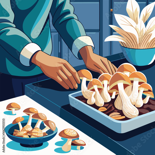 A person hands carefully harvesting a cluster.