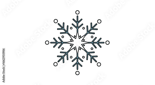 A detailed look at a six pointed snowflake illustration showing its intricate symmetry and delicate design elements in a stylized artistic representation