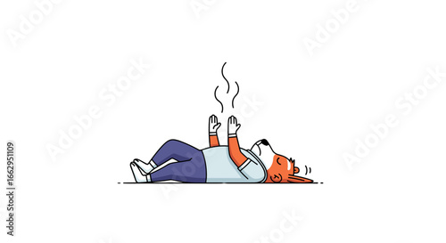 Adorable fox character exhausted and relaxing after a long day of work or play feeling warm and peaceful