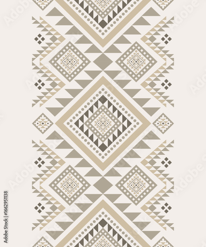 Ethnic Tribal Geometric Seamless Pattern in Beige and Gray Colors