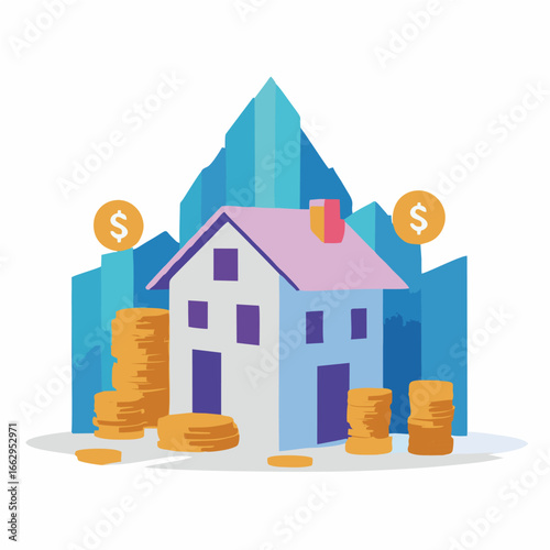 Flat vector illustration about the concept of mortgage interest rates
