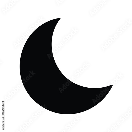 A minimalistic illustration of a crescent moon against a white background