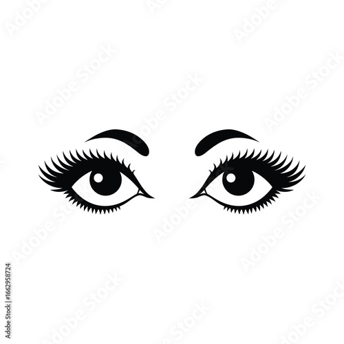 Girl Eye with Bold Eyelashes Silhouette Vector