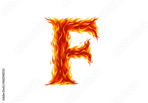 Fiery Letter F Flaming Font Design Element isolated on transparent background