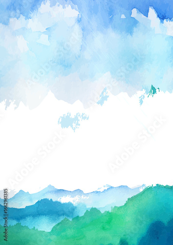 watercolor background with clouds