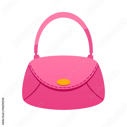 Single pink purse bag vector isolated illustration
