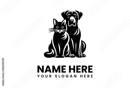 Friendly Companion Animals Silhouettes in Elegant Design.
