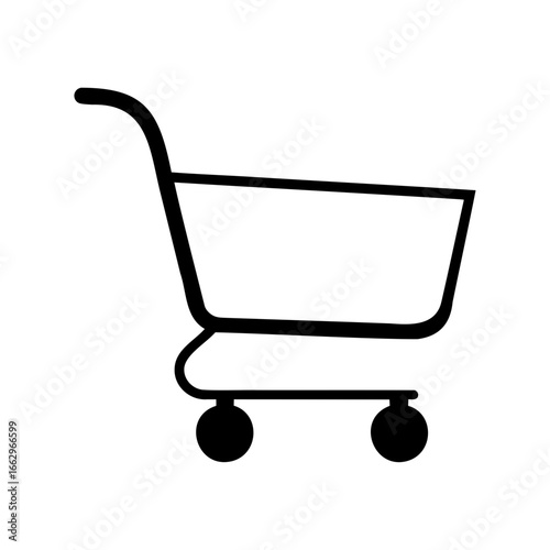 Stylized Black Outline of a Shopping Cart Icon for Online Retail