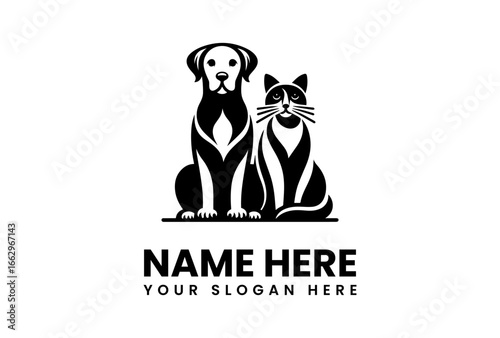 Simple Silhouette Design of a Dog and Cat.