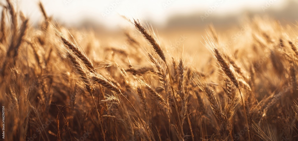 Fototapeta premium The golden wheat swaying gently in the warm summer breeze.