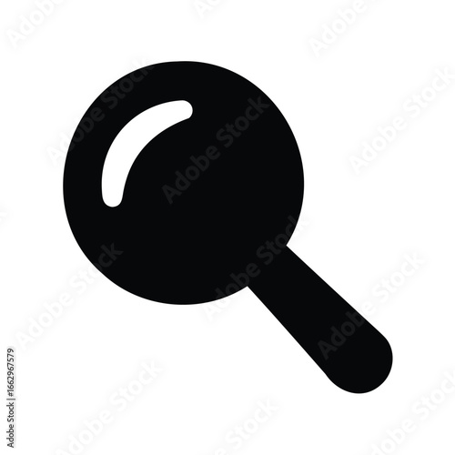 Simple black magnifying glass icon on white background for search symbol