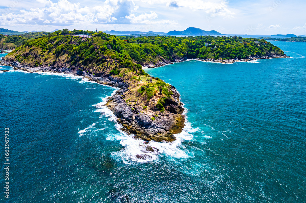 Fototapeta premium Aerial view of sea landscape view in summer season at Phuket island Thailand