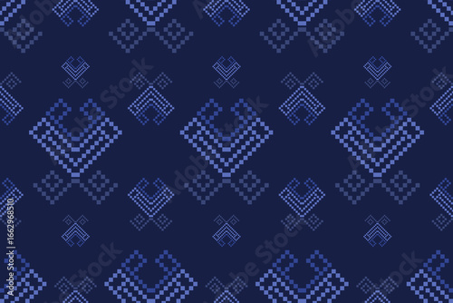 Abstract and intricate geometric pattern design in dark blue tones. Featuring a captivating pattern, it showcases a unique combination of sharp lines and softened elements.