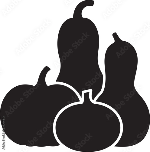 Silhouette of Pumpkins and Gourds Harvest Still Life Crop