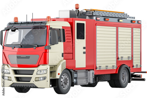 Canvas-taulu Fire engine, fire truck or fire lorry, transparent background
