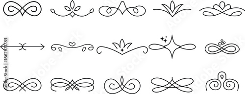 Hand Drawn Decorative Text Dividers and Calligraphic Flourishes. Collection Ornate