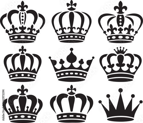 Elegant Crown Collection Vector Art Emblems for Royalty and Heraldry Projects