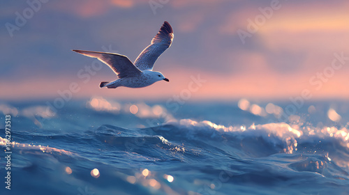 seagull over ocean