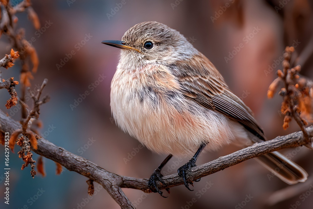 Fototapeta premium A solitary bird radiates serene wonder through crisp feathers and warm natural light.