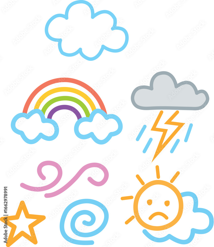 Obraz premium Childlike Weather Icons
