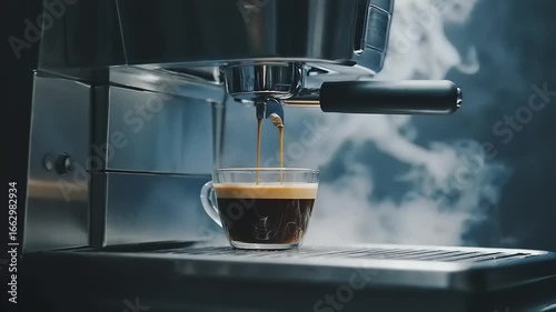 Espresso Perfection Rich Coffee Pouring from Professional Machine