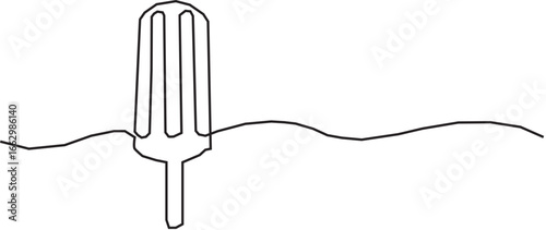 ice cream bar continuous one line drawing vector illustration, One continuous line drawing of fresh ice cream stick.