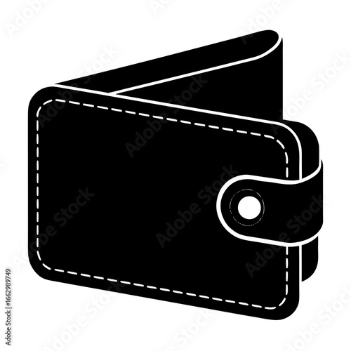 black leather wallet with label