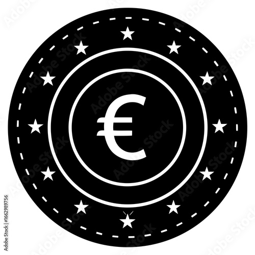 euro currency symbol on black background