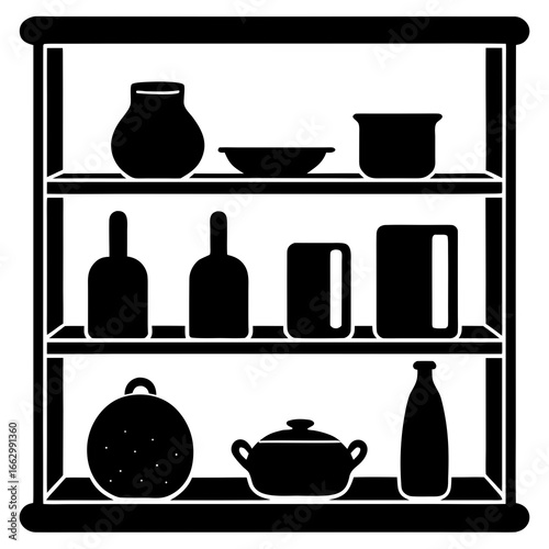 set of black and white vases