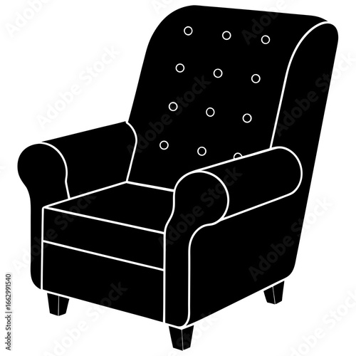black armchair isolated on white