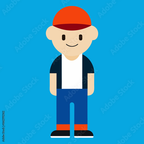 cartoon builder with helmet