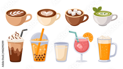Wallpaper Mural Selection of Beverages Including Coffee Tea Bubble Tea and Cocktails for Drink Menus and Food Blogging Content Torontodigital.ca