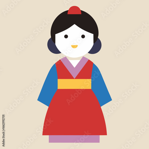 vector illustration of a girl in a red dress
