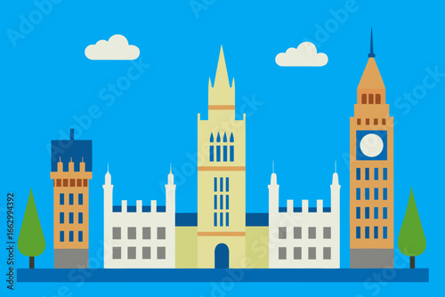big ben and houses
