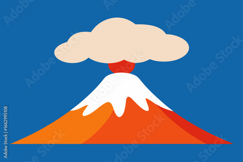 volcano eruption with clouds