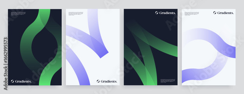 Minimal geometric posters set. Abstract vector design with gradient shapes.