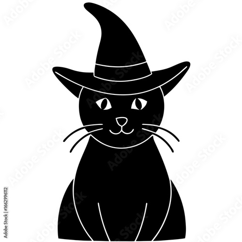 black cat with hat